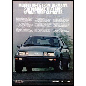 1986 Merkur XR4Ti Silver Vintage Print Ad German Import Car Man Cave Wall Art